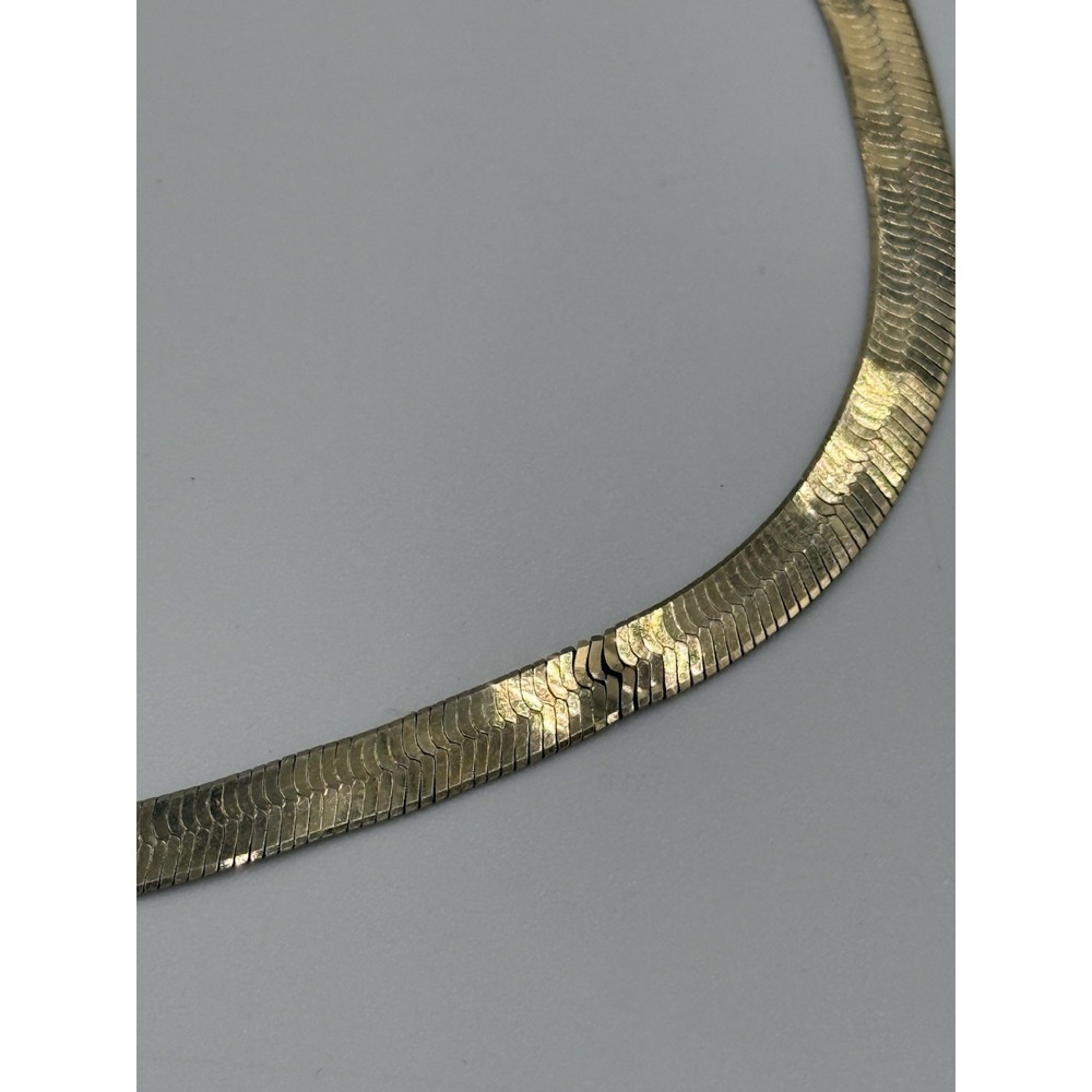 Vintage Italy 925 Sterling Silver Flat Herringbone Chain Necklace 16" Long 13g - Picture 5 of 10